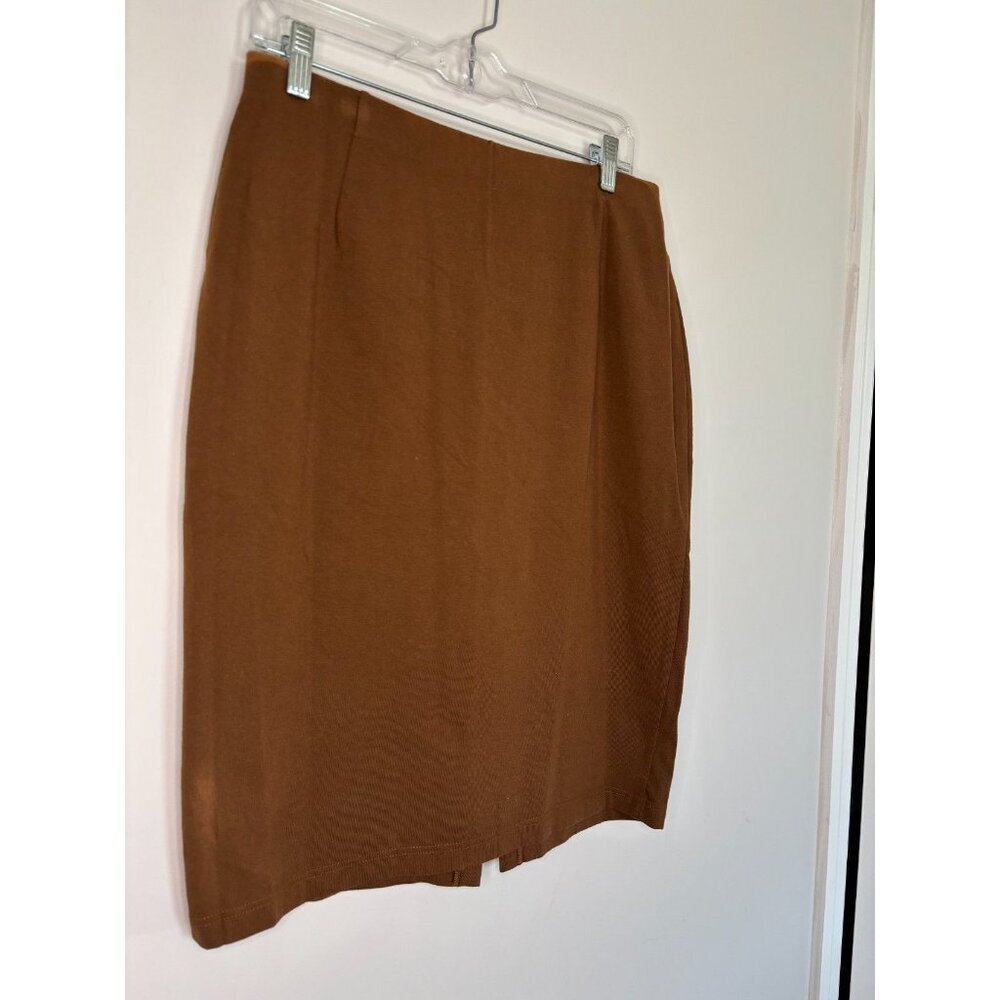TAPE MEASURE NEW A-Line Skirt Womens L Brown Stretch Pull On Back Slit